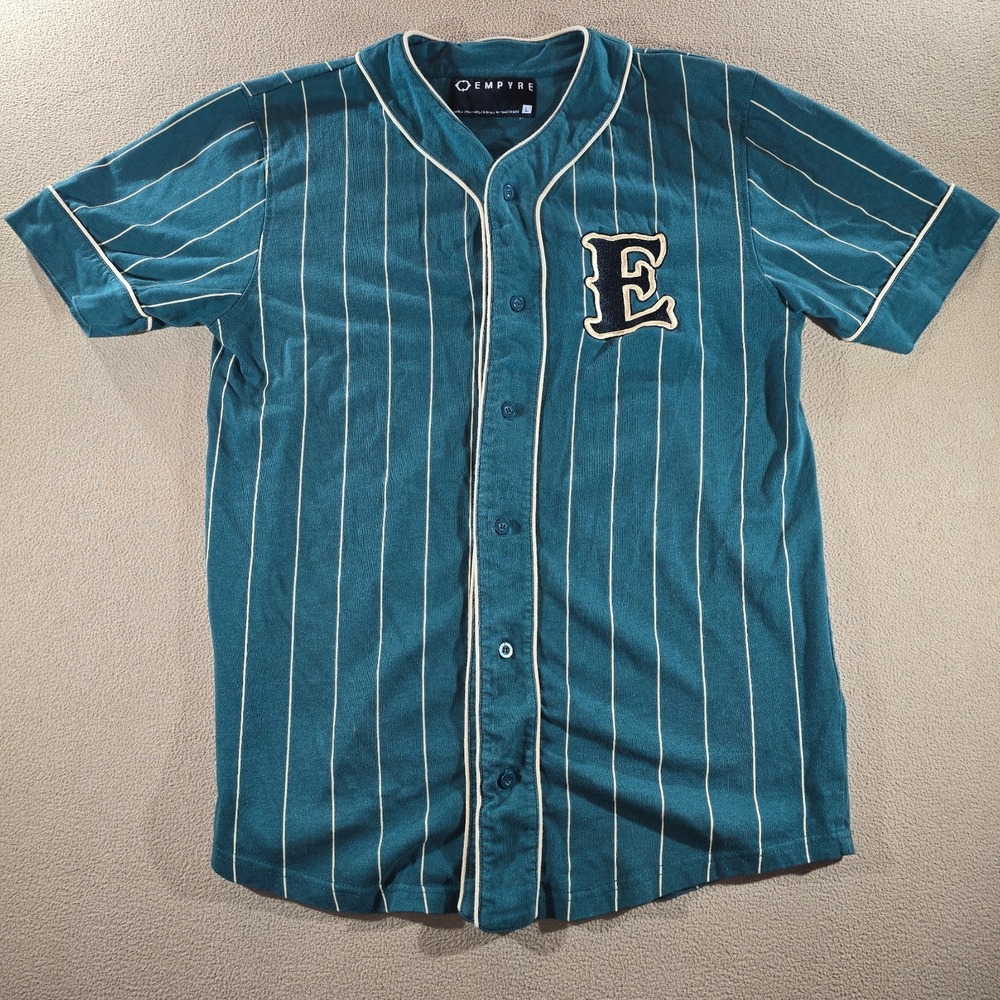 Empyre Chuck Mens Green Striped Baseball Jersey Large